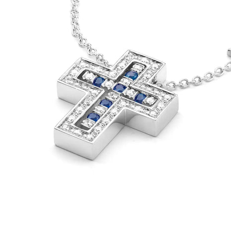 Damiani Belle Époque - Collier en or blanc, diamants et saphirs 58 Facettes 23460