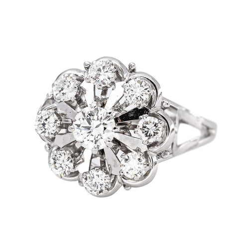 55 Bague marguerite en or blanc et diamants 58 Facettes 4951652CN