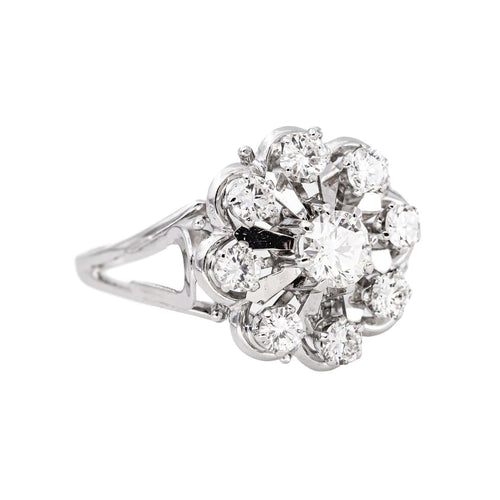 55 Bague marguerite en or blanc et diamants 58 Facettes 4951652CN