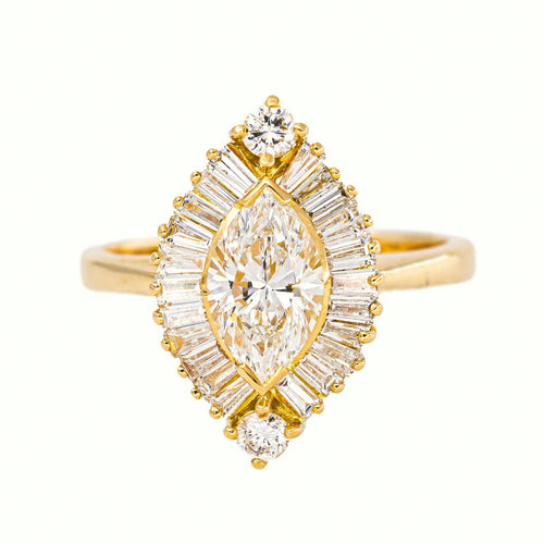 54 Bague marquise en or jaune et diamants 58 Facettes 5376537CN