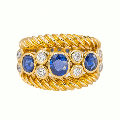 53 Bague en or jaune, saphirs et diamants 58 Facettes 5481897CN