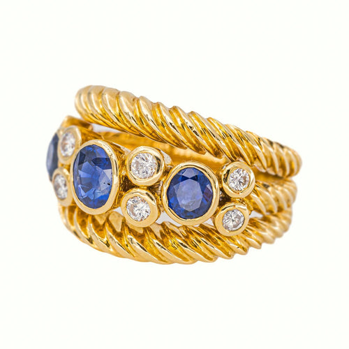 53 Bague en or jaune, saphirs et diamants 58 Facettes 5481897CN