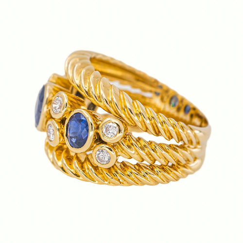 53 Bague en or jaune, saphirs et diamants 58 Facettes 5481897CN