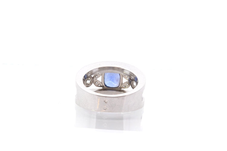 Bague 52 Bague bandeau saphir de Ceylan et diamants en platine 58 Facettes 25659
