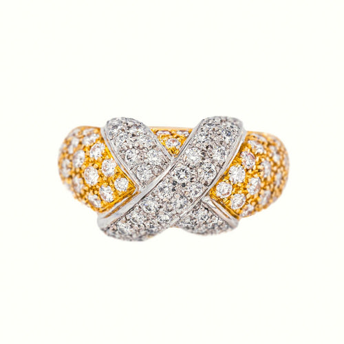 44 Bague jonc en or jaune et blanc et diamants 58 Facettes 5655437CN