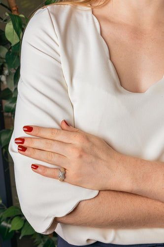 44 Bague jonc en or jaune et blanc et diamants 58 Facettes 5655437CN