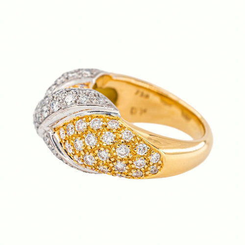 44 Bague jonc en or jaune et blanc et diamants 58 Facettes 5655437CN