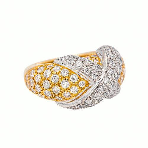 44 Bague jonc en or jaune et blanc et diamants 58 Facettes 5655437CN