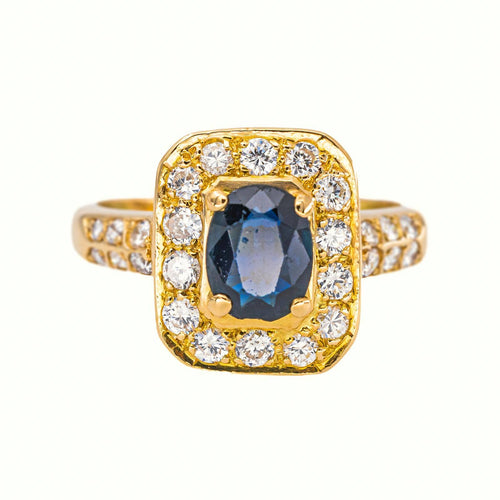 50 Bague en or jaune avec saphir et diamants 58 Facettes 5660362CN