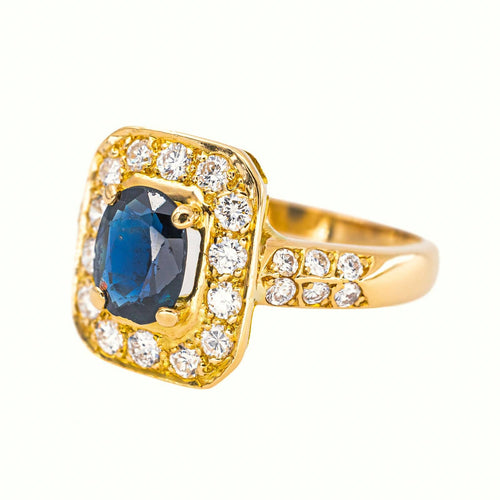 50 Bague en or jaune avec saphir et diamants 58 Facettes 5660362CN