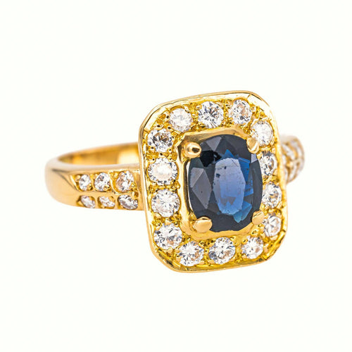 50 Bague en or jaune avec saphir et diamants 58 Facettes 5660362CN
