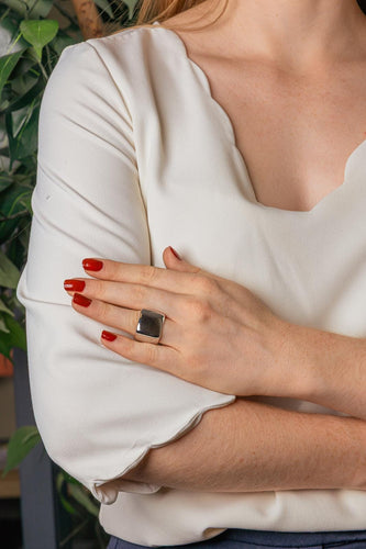 54 Chanel - Bague bandeau carré en argent 58 Facettes 5742154CN