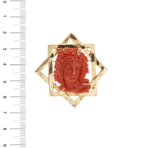 Pendentif Spilla pendentif - Camée en corail sur or rose 14 kt 58 Facettes 35138