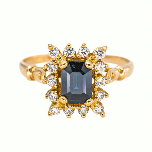 56 Bague en or jaune avec saphir et diamants 58 Facettes 5803053RV