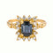 56 Bague en or jaune avec saphir et diamants 58 Facettes 5803053RV