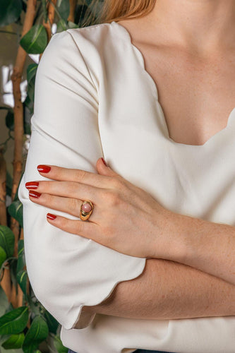 52.5 Bague Dôme en or jaune et gemmes interchangeables 58 Facettes 5807418RV