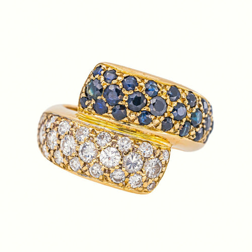 54 Bague en or jaune, saphirs et diamants 58 Facettes 5854771CN