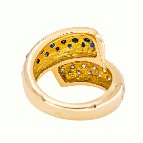 54 Bague en or jaune, saphirs et diamants 58 Facettes 5854771CN