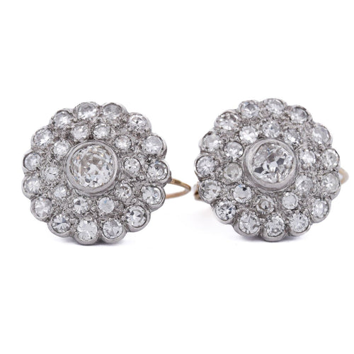 Boucles d'oreilles en platine et or jaune avec diamants 58 Facettes OR229 (00719)