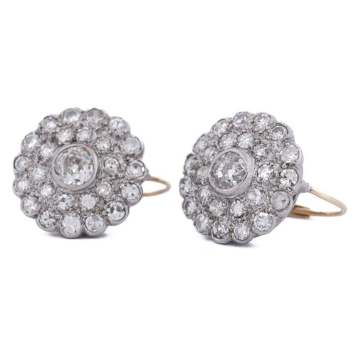 Boucles d'oreilles en platine et or jaune avec diamants 58 Facettes OR229 (00719)