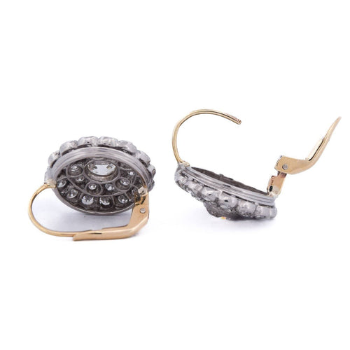 Boucles d'oreilles en platine et or jaune avec diamants 58 Facettes OR229 (00719)