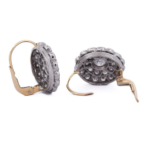 Boucles d'oreilles en platine et or jaune avec diamants 58 Facettes OR229 (00719)