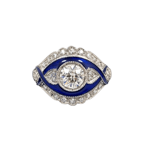 56 Art déco - Bague en platine et diamants 58 Facettes 143/26 A