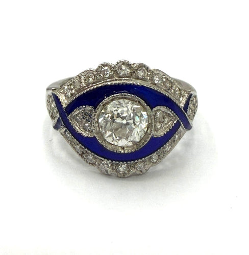 56 Art déco - Bague en platine et diamants 58 Facettes 143/26 A
