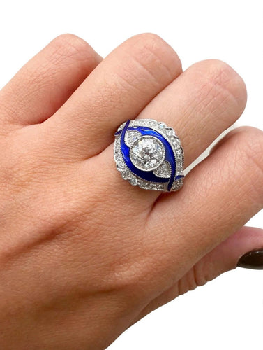56 Art déco - Bague en platine et diamants 58 Facettes 143/26 A