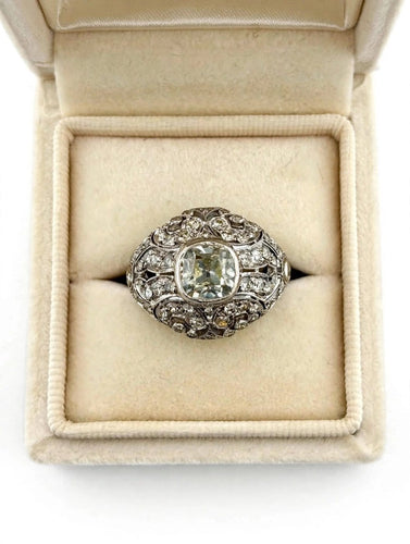 52 Bague vintage en or blanc et diamants taille ancienne 58 Facettes 517/26 B