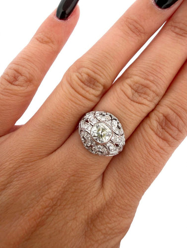 52 Bague vintage en or blanc et diamants taille ancienne 58 Facettes 517/26 B