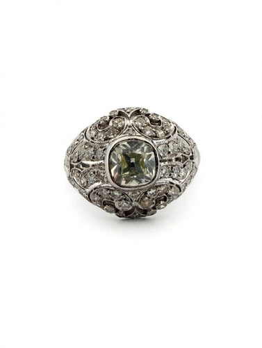 52 Bague vintage en or blanc et diamants taille ancienne 58 Facettes 517/26 B