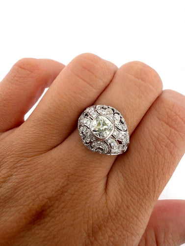 52 Bague vintage en or blanc et diamants taille ancienne 58 Facettes 517/26 B