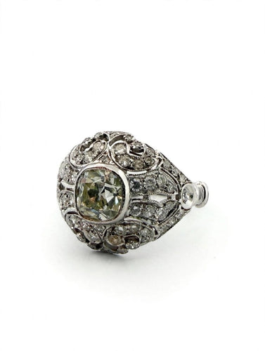 52 Bague vintage en or blanc et diamants taille ancienne 58 Facettes 517/26 B