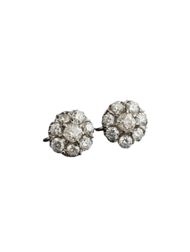 Boucles d'oreilles vintage en platine et diamants 58 Facettes 512/26 L