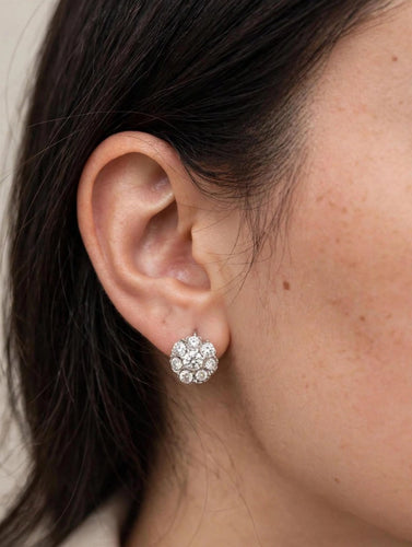 Boucles d'oreilles vintage en platine et diamants 58 Facettes 512/26 L