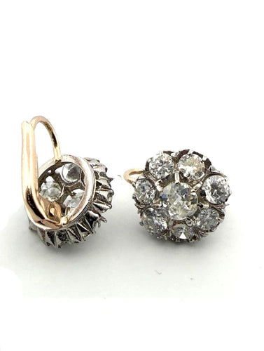 Boucles d'oreilles vintage en platine et diamants 58 Facettes 512/26 L