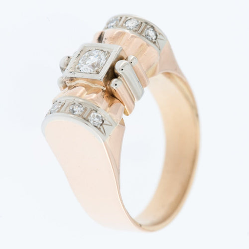 58 Art déco - Bague en or jaune et blanc 18 carats et diamant 58 Facettes A1762
