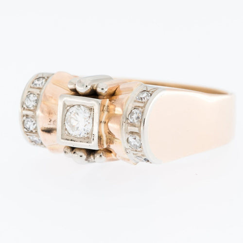 58 Art déco - Bague en or jaune et blanc 18 carats et diamant 58 Facettes A1762