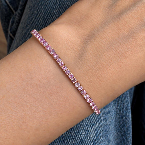 AITCHES Embrace - Bracelet tennis en or rose et saphirs roses 58 Facettes GBT1017RG