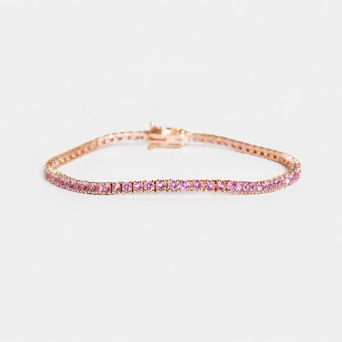 AITCHES Embrace - Bracelet tennis en or rose et saphirs roses 58 Facettes GBT1017RG