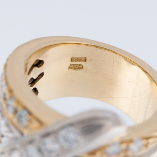 54 Bague contemporaine italienne en or blanc et jaune 18 carats, diamants 58 Facettes A1746