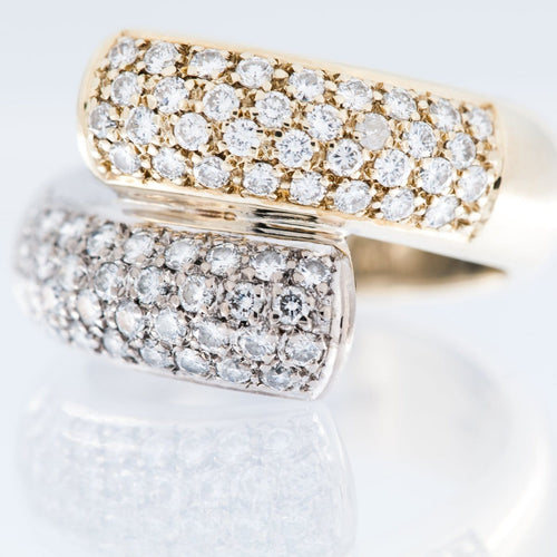 56 Bague cocktail moderne en or jaune et blanc avec diamants 58 Facettes A1888