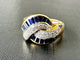 59.5 Bague cocktail italienne en or jaune 18 carats, diamants et saphirs 58 Facettes A1927D