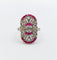 47 Bague marquise Art déco en or 18K, platine, diamants et rubis 58 Facettes A07788
