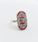 47 Bague marquise Art déco en or 18K, platine, diamants et rubis 58 Facettes A07788