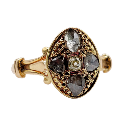 Bague 56.5 Bague marquise victorienne en or rose 18k et diamants 58 Facettes A07789