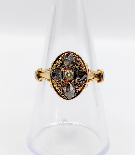 56.5 Bague marquise victorienne en or rose 18k et diamants 58 Facettes A07789