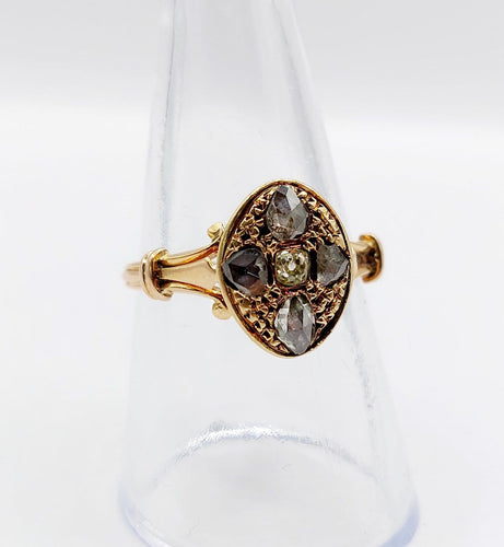 56.5 Bague marquise victorienne en or rose 18k et diamants 58 Facettes A07789