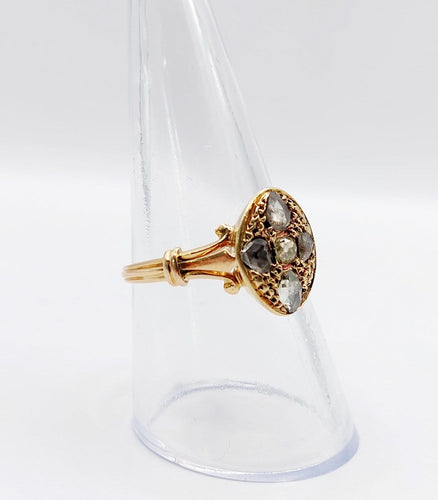 56.5 Bague marquise victorienne en or rose 18k et diamants 58 Facettes A07789